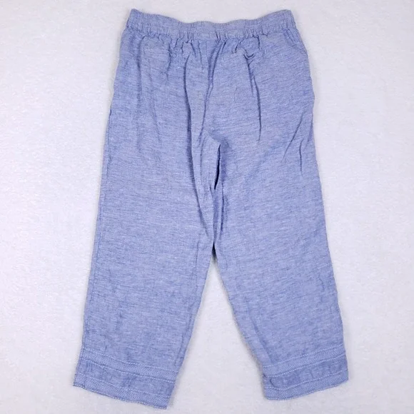 Chico's Linen Pants Blue Cropped Pull-On Size 14 Coastal Grandmother - Picture 9 of 10